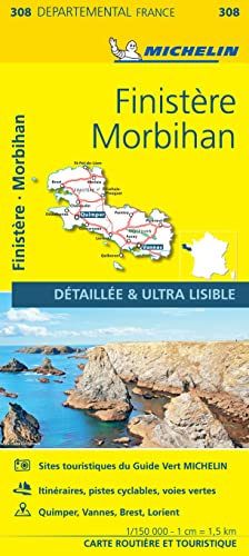Carte Départemental Michelin Finistère, Morbihan