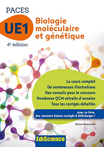 Biologie moléculaire-Génétique UE1 PACES - 4e éd. - Manuel, cours + QCM corrigés
