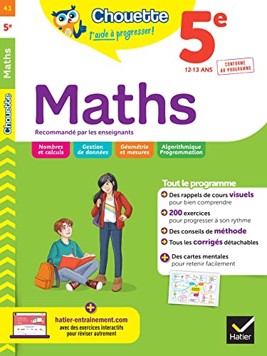 Maths 5e: cahier de révision et d'entraînement