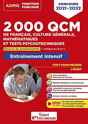 2000 qcm de français, culture générale, mathématiques et tests psychotechniques