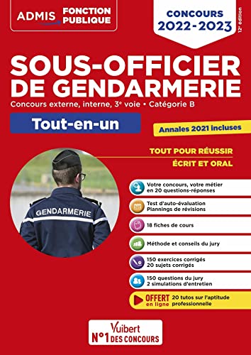 Concours Sous-officier de gendarmerie - Catégorie B - Tout-en-un - 20 tutos offerts: Gendarme externe, interne et 3e voie - Concours 2022-2023