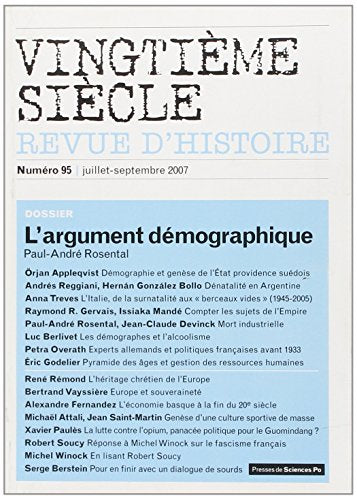 Vingtième siècle, N° 95 : Histoire et démographie