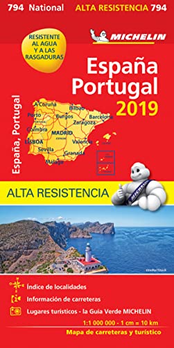 Carte Portugal, Espagne Indéchirable Michelin 2019