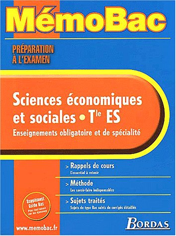 Sciences économiques et sociales Terminale ES.