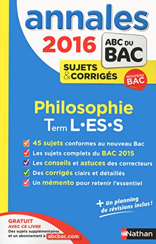 Annales ABC du BAC 2016 Philosophie Term L.ES.S