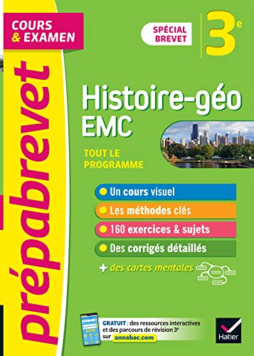 Prépabrevet Histoire-Géographie EMC 3e - Brevet 2024: cours, méthodes et entraînement
