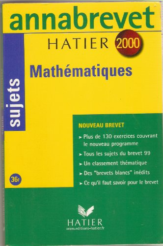 MATHEMATIQUES. Sujets, édition 2000