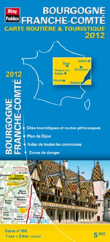 Bourgogne - Franche-Comté, Carte Régionale Routière Touristique N°109. Plan du centre-ville Dijon - Echelle : 1/200 000, avec index - Edition 2012