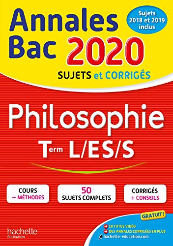 Annales Bac 2020 Philosophie Term L, ES, S