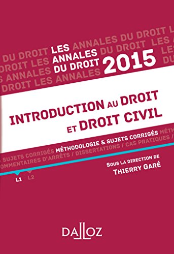 Annales Introduction au droit et droit civil 2015