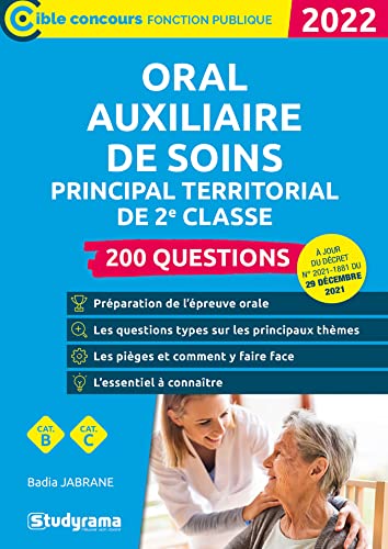 Oral – Auxiliaire de soins principal territorial de 2e classe – 200 questions: Concours 2022 – Catégorie C