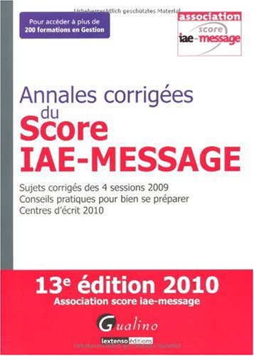 Annales corrigées du Score IAE - Message