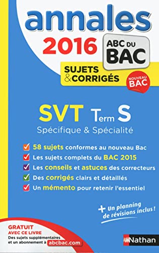 Annales ABC du BAC 2016 SVT Term S Spécifique et spécialité