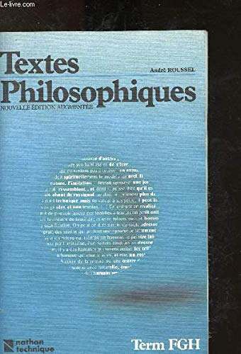 Textes philosophiques, terminales F G H, édition 1987