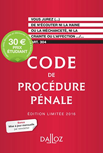 Code de procédure pénale 2016. Édition limitée - 57e éd.