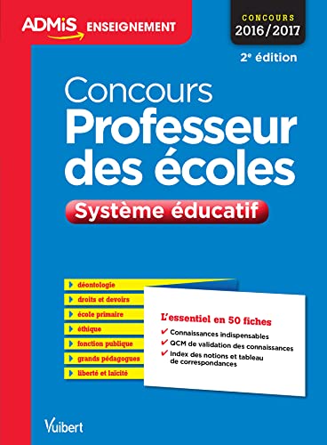 Concours professeur des écoles système éducatif 50 fiches 2e edt