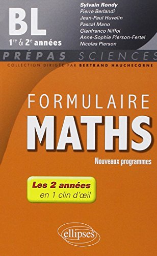 Formulaire Maths BL 1re & 2e Anneés En 1 Clin d'Oeil Nouveaux Programmes 2014